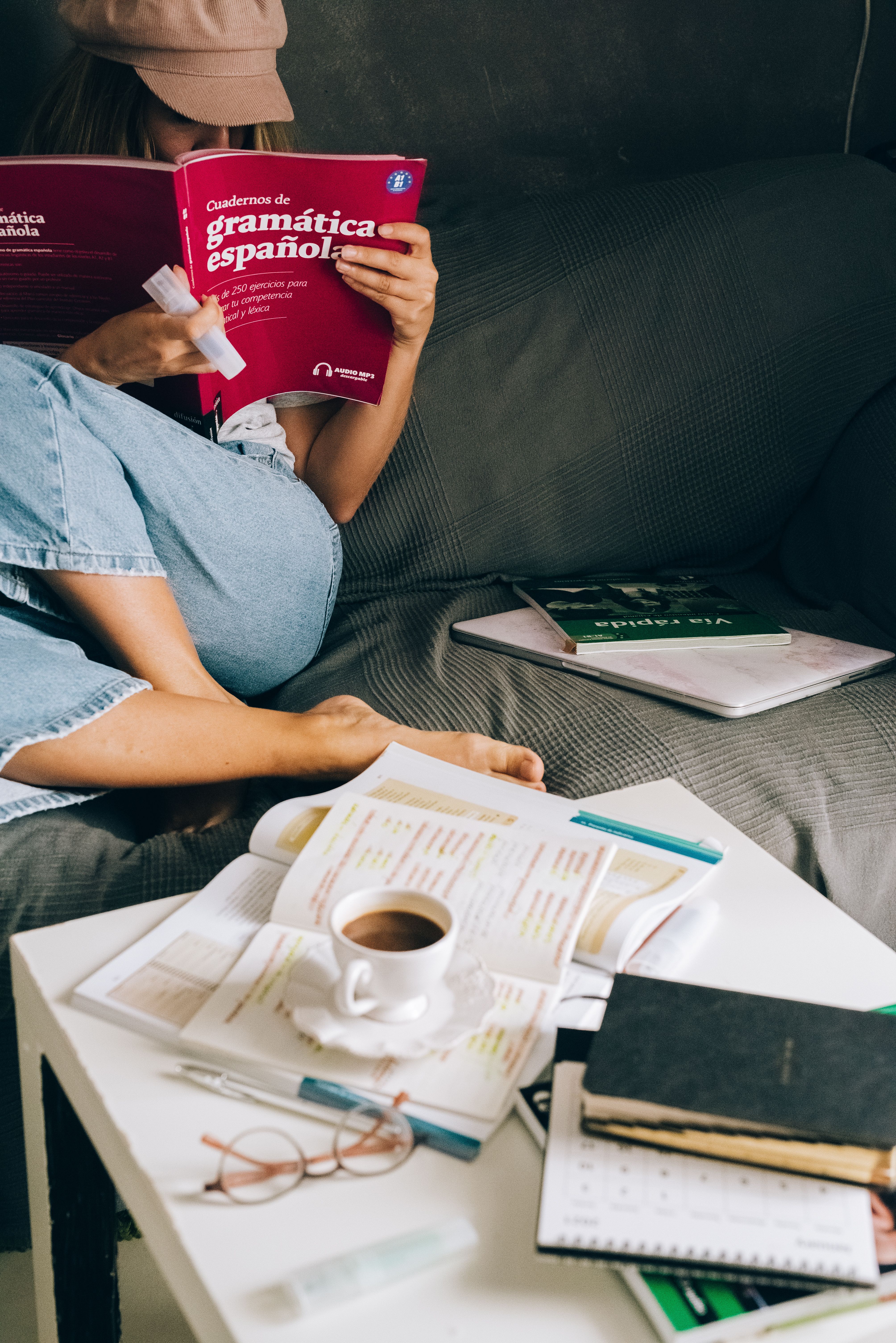 Young man studying Grammar rules